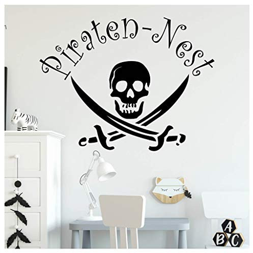 Wandtattoo Loft Piraten-Nest mit Totenkopf Kinderzimmer Pirat Wandbild / 30 Farben / 3 Größen