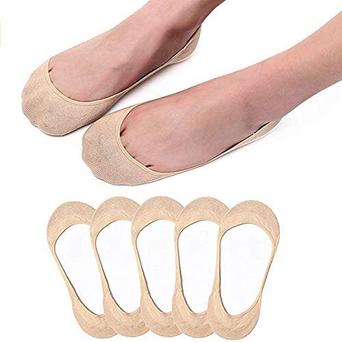 Protège-Pieds Invisibles,Silicone Antidérapantes Socquettes 6 Paires Femme Coton Chaussettes pour Dame Chaussures Mocassins été Nylon Nu