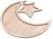 BHGT Eid Mubarak Tischdeko Teller für Ramadan Bayram Holz Serviertablett Islam Eid Mubarak Teller Partyzubehör Mond Stern Form Küche Aufbewahrung Ramadan DIY Tischdeko