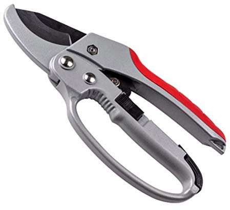 Ratschen Gartenschere Baumschere mit Ein- und Ausschalten der Ratsche, Ast Ambossschere holzige Zweige Äste, Bypass Amboß Schere Amboss Gartenschere, Baumschere Amboß mit Griffe