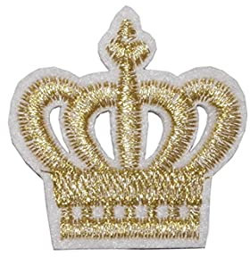 Royal Crown Iron on / Sew On Embroidered Patch Applique Golden King Embroidery Queen Motif Transfer