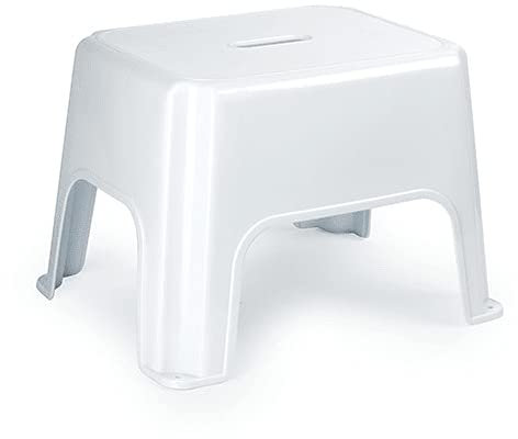 CABLEPELADO Taburete de Rattan, Taburete de Plástico, Taburete apilable, Banqueta Multiusos, Taburete Multiusos, Taburete bajo, Soporta hasta 150Kg, 28.5 cm Altura x 44 cm Ancho, Blanco
