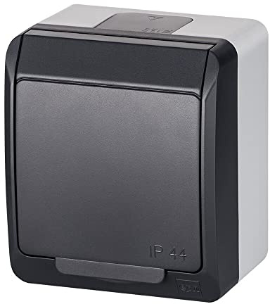 Hermes Steckdose Einzeln w/u 16A IP44 anthrazit GNT 0321-07 Elektro-plast Aufputz 5902431697710