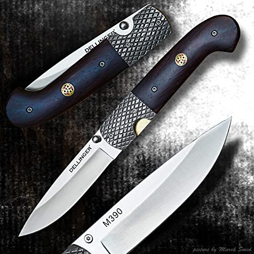 Damascus Hunter Dellinger SISSO Sentinell M390 & Taschenmesser & Klappmesser & M390 pulverbeschichtetes Stahlmesser & Outdoor Folder Knife 85 mm Klinge