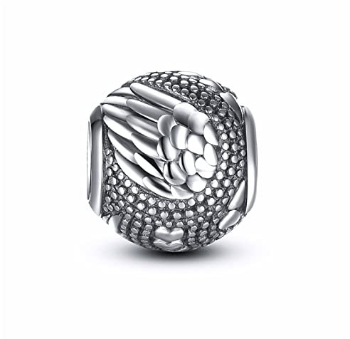 Charm Anhänger,S925 Sterling Silber Schmuck Accessoires Welle Punkt Feder Flügel Silberperlen Diy Silberschmuck Lose Perlen Armband Perlen Perlen