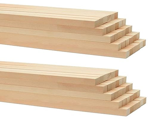 TSKDKIT 60 tasselli quadrati in legno di balsa, per lavori fai da te (25 x 0,5 x 0,5 cm)