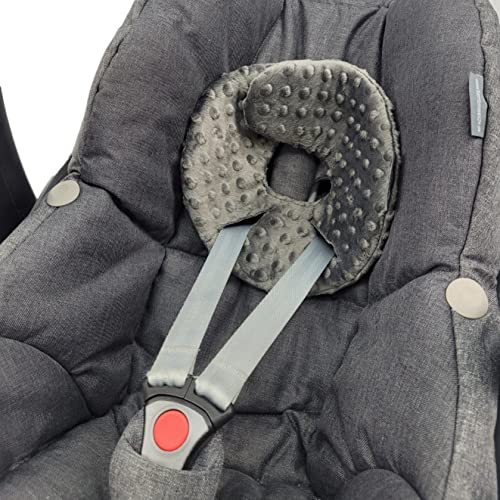 BAMBINIWELT Kopfstütze KOPFPOLSTER Kopfkissen für Babyschale kompatibel mit Maxi-Cosi Pebble und Pebble Plus (Minky dunkelgrau)