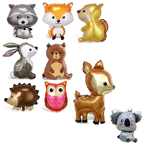 Voarge 9 Stück Folienballon Waldtiere, Helium Ballons Tiere Dschungel, Tierballons Kinder, Party Animals Kids Ballonie Kinder Geburtstag Party Deko Geschenk