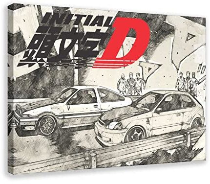 Manga Initial D AE86 Kunstdrucke Poster Ästhetische 2 Leinwand Poster Schlafzimmer Dekor Sport Landschaft Büro Raum Dekor Geschenk Rahmen Stil 30 x 45 cm