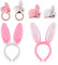 GLAITC Osterhase Plüsch Haarbänder, Hasenohren Stirnband Set, Kinder Mädchen Hase Ostern Fancy Dress Set für Ostern Cosplay Disney Geburtstag Party