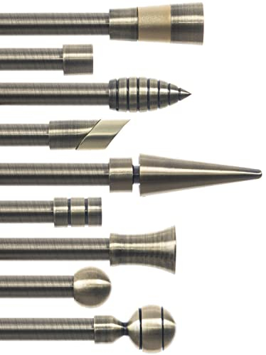StoffTex Ø16 Gardinenstange Vorhangstange Antikes Gold metall verschiedene Größen und Endstücken (Ohne Ringe) 1/2-läufig
