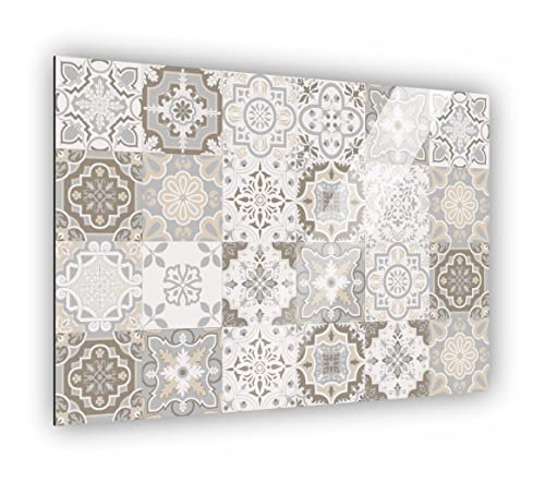 Manschin-Laserdesign Küchen Spritzschutz Fliesenmuster in Verschiedene Größen | Küchenrückwand | Aluverbund | Fliesenschutz | Paneele | Küchenfliesen | Fliesenspiegel | Rückwand (Aluverbund 80x55cm)