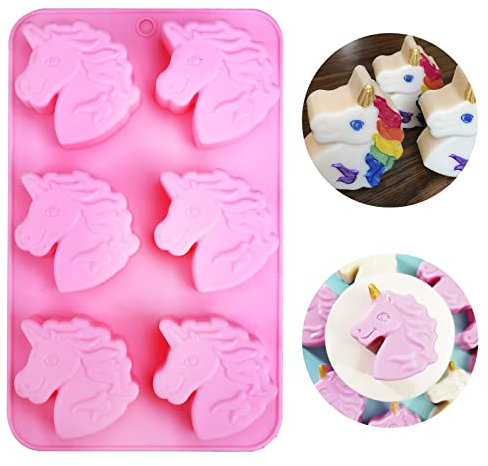 Wocuz - Molde de silicona con forma de unicornio para jabón, caramelo, chocolate, fondant, galletas y velas, jalea, barras de loción, bandeja de hielo para niños