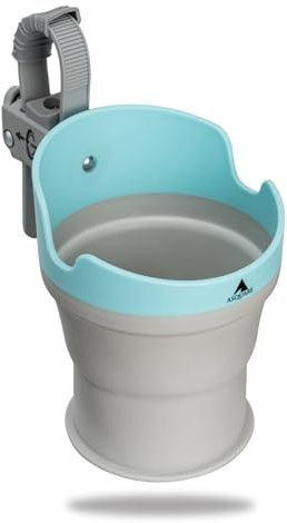 Asquare Porte-gobelet pliable pour poussette : le porte-gobelet optimal avec fixation réglable, s'adapte à toutes les poussettes. Porte-bouteille en silicone adapté à toutes les bouteilles standard.