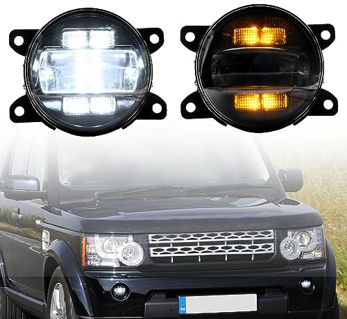 NSLUMO LED-Nebelscheinwerfer DRL Tagfahrlicht für Land Ro.ver Ran.ge Ro.ver L322 Freelander 2 Discovery 4 Frontstoßstange Nebelscheinwerfer Reflektoren Blinker DLR-Lauflicht 2 Stück Geräucherte Linse