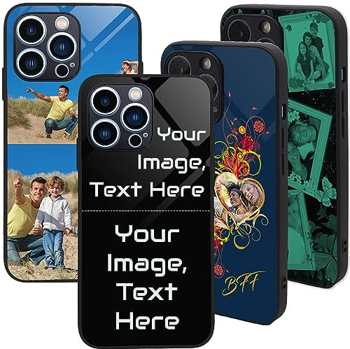 Personalised Case for iPhone 12 Pro Max, Custom Add Image, Photo, Text -Toughened Glass panel with shockproof TPU Rims | Optional Glow in the Dark | Custom Phone Case-2 image