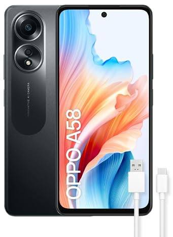 OPPO A58 - Smartphone Libre, 6GB+128GB, Pantalla FHD+LCD 6.7, Cámara 50+2+8MP, Android, Batería 5000mAh, Carga Rápida 33W - Negro
