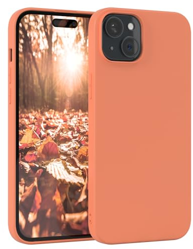EAZY CASE - Silikonhülle für iPhone 15 Plus Hülle Silikon Case Orange weich stoßfeste Handyhülle Schutzhülle mit Kameraschutz Dünn Premium Schutz Cover TPU Phone Bumper in Pastell Hellorange Matt