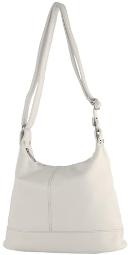 modamoda de - T251 - ital. Umhängetasche Größe M aus Leder, Farbe:Weiß