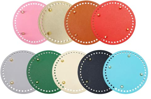 Abiyou 9PCS Base Bolso Crochet, 15CM Fondo de Bolsos Bases para Bolsos de Ganchillo, Cojín Inferior de Bolso Tejido a Mano, Redonda Inferior de Cuero para Bolsas, para Bolsos, Hombros, Mochilas