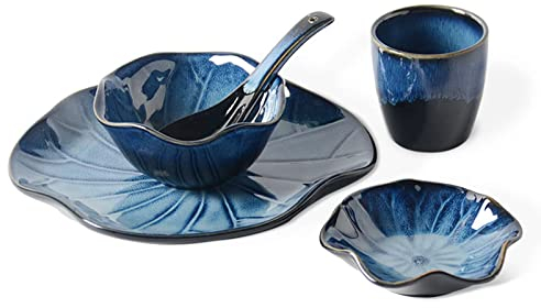 Porzellan-Geschirr-Set, Service für 4/6/8, Geschirr-Geschirr-Set, Geschirr-Set, Keramik-Geschirr-Sets – Speiseteller, Müslischalen, Becher, Geschmacksschale, Löffel (A 30 Stück)