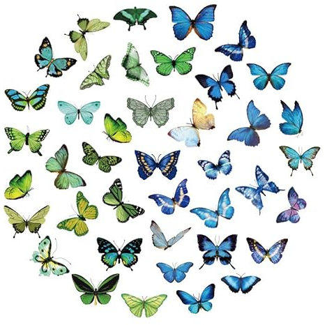 Ceihwa Sticker Schmetterlinge Selbstklebend Dekorative Aufkleber Vinyl Wasserfest Klein Schmetterling Aufkleber Transparent Scrapbooking Butterfly Stickers PET für Journal,Bullet,DIY Craft,Laptops