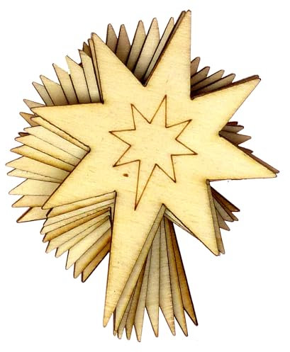 Weihnachtskrippe aus Holz, 3 mm, Sperrholz, Weihnachtsdekoration (20 x 15,6 cm, ohne Loch), 10 Stück