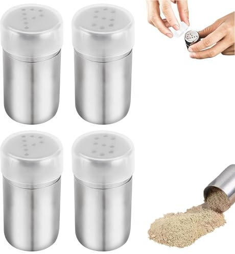 4 PCS Mini Salières, Salieres et Poivrieres, Salière et Poivrière en Acier Inoxydable, Shakers Salière avec Couvercle, pour boîte à bento, voiture, bureau, camping, voyage(5ml)