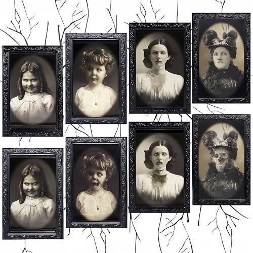 4 piezas Decoración Halloween Interior, 3D Cuadros Halloween, para Decoración Colgante Interior de Apartamento de Casa, Decoración de Terror para Bar Tema de Casa Embrujada