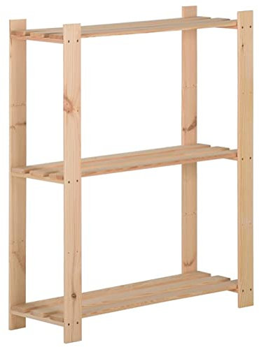 Tidyard Étagère de Stockage 3 Niveaux 60x28,5x90 cm Bois de pin Massif, Support de Rangement, Étagères de Stockage pour Cuisine, Salon, Garage, Atelier, Salle de Lavage, sous-Sol