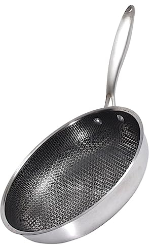 KOHARA Wok de acero inoxidable Juego de cocina Sartén pequeña de acero inoxidable para huevos Sartén antiadherente Olla de inducción Sartén para barbacoa Wok de hierro fundido La mejor