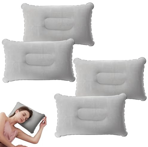 UILYNIU 4 Oreillers Gonflables Ultra Légers Résistants à l'eau pour Camping, Voyage, Plage et Plein Air (Gris)