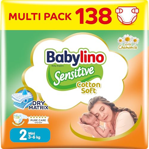 Babylino Sensitive Baby Windeln Größe 2, Mini (3-6 kg), 138 Windeln
