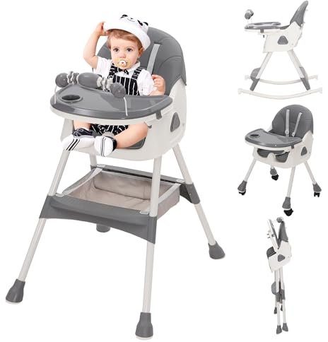 Baby High Chair 3-in-1 Highchair with Playstand Kids Highchairs with Removable Tray Adjustable Folding Baby Chairs Combination Adjustable Height Foldable Dining Chairs