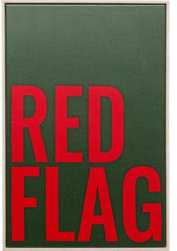 Kare Design Wandbild Red Flag, 60x40cm, Mehrfarbig, Modern, Gerahmtes Wandbild, Zimmerdekoration, Wanddekoration, Wandkunst, mit Schriftzug, Wohnzimmer, Flur, Home Office