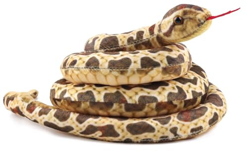 ANBOOR 160 cm Schlangen Stofftiere, Realistische Tierschlangeplüschspielzeug Langem Gefüllter Schlange, Lebensechter Schlangenspielzeug für Kinder als Party -Streich -Requisiten (Braun)