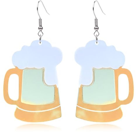 Lifelike 3D Simulation Beer Mug Red Wine Glass Earrings Miniature Creative Wine Glass Dangle Drop Earrings for Women Funny Acrylic Food Ear Jewelry, 0, Metal, No Gemstone