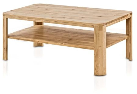 WOODLIVE DESIGN BY NATURE Massivholz Couchtisch Merlin rechteckig aus Wildeiche, geölter Wohnzimmer-Tisch, Tisch 100 x 60 cm