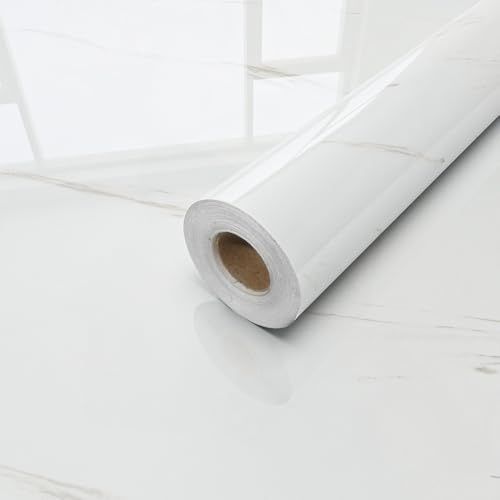 xupingjiti Papel pintado autoadhesivo Bianco mármol, papel de pared, 40 x 1000 cm, vinilo decorativo lámina autoadhesiva para muebles, cocina, armario, resistente