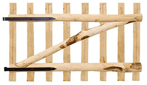 Porte de clôture à simple battant en bois de noisetier 100 x 60 cm | Clôture de jardin | Naturel et durable | Brise-vue parfait pour jardin et terrasse