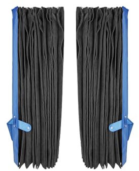 LKW Gardinen, Fenstergardinen, Gardinen passend für alle LKW mit Polyester Schwarz mit Blauer Lader Kante + Haken/für Windschutzscheibe (2tlg.)