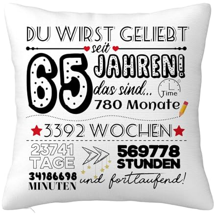 JOUWUI 65 Jahre alt Frauen Männer Geschenk, Geschenke zum 65 Jahren Geburtstag Dekorationen, Geburtstag Deko Zierkissenbezüge, Feiern Ihre 65