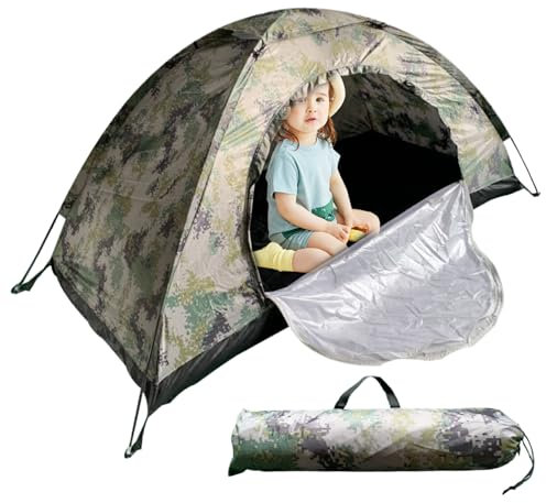 Camping Zelt wasserdichte Kuppel Zelte Windproofes EIN -Personen -Zelt UV -Schutz Tarnung Easy Setup Rucksack für Reisende Strand 39x79x43 '', Sports, Sports