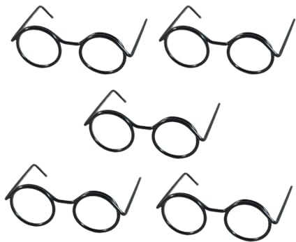 Qiantull 20 Stück Mini Puppenbrillen Metall Draht Rand Puppen Brille Metalldrahtrand Miniatur Brillen MetallRand Brille Puppe Zubehör für Bastelarbeiten Puppen Haustiere Kostüme Schwarz 3cm