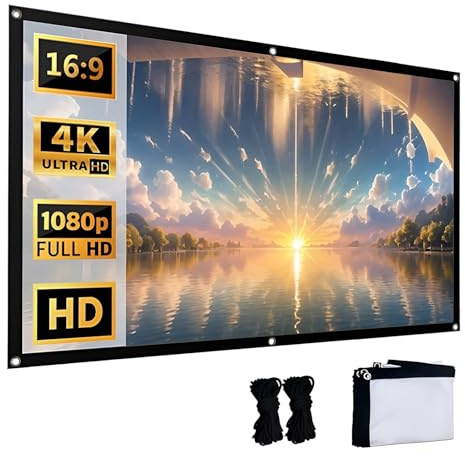 Schermo per Proiettore Pieghevole Portatile da 300 Pollici 16:9 Telo Proiettore 4k HD Anti Rughe, Supporta la Proiezione su Doppia Faccia(200 Inch)
