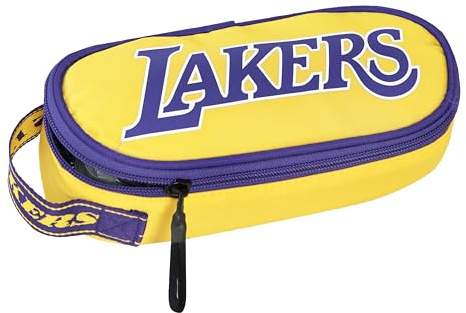 NBA - Astuccio Ovale Organizzato Ufficiale NBA, Leggero e Compatto, con Tasca Interna e Divisorio con Passanti Elastici, Ideale per la Cancelleria, 22x 9,5 x 5,5h cm