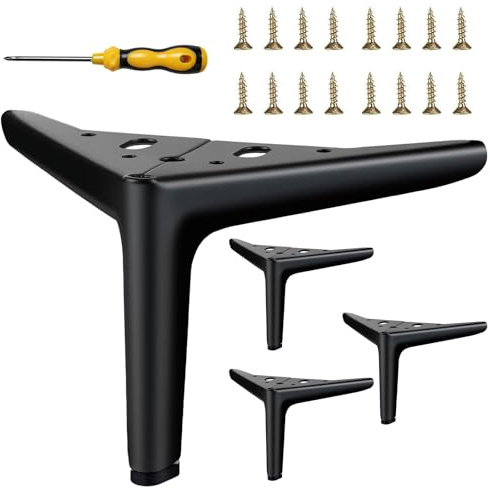 Chingcoo Möbelfüße Schwarz 12 cm, Metallfüße für Möbel 4 Stück, Moderne DIY Kurze Ersatzfüße Schrankbeine, Metall Schrank Füße für Möbel Kommode Sideboard Nachttisch Sofa Couch