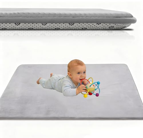 Krabbelmatte Baby 120 x 160 cm Silbergrau 2.5cm Dicke Schaumstoff Spielmatte, Teppich Kinderzimmer, Teppich Kinder Spielmatte mit Rutschfester Unterseite, Teppich Baby für Kinder, Kinderteppich