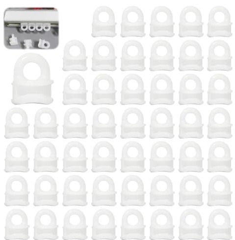 50 ganci per binario per tende, in plastica, colore: bianco | Per VW caravan, finestre, porte, docce, tende a pacchetto e tende plissettate