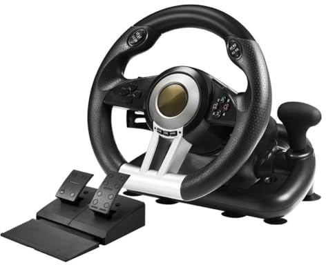 Lawnoval Racing Lenkrad für PC, Nintendo Switch, und One - ABS-Konstruktion, 30 x 30 x 28 cm, Schwarz & für Orange